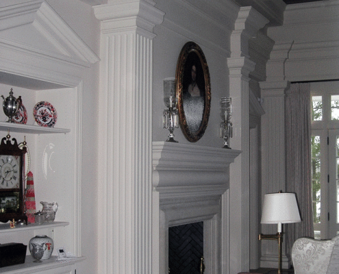 Crosslake fireplace crown moulding Siewert Cabinet